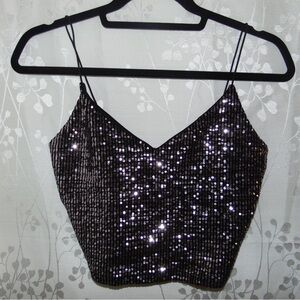 Sequin Black Cami Top